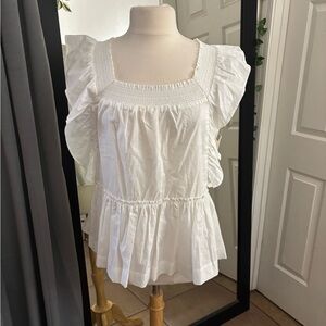 Chic White Ruffle Blouse